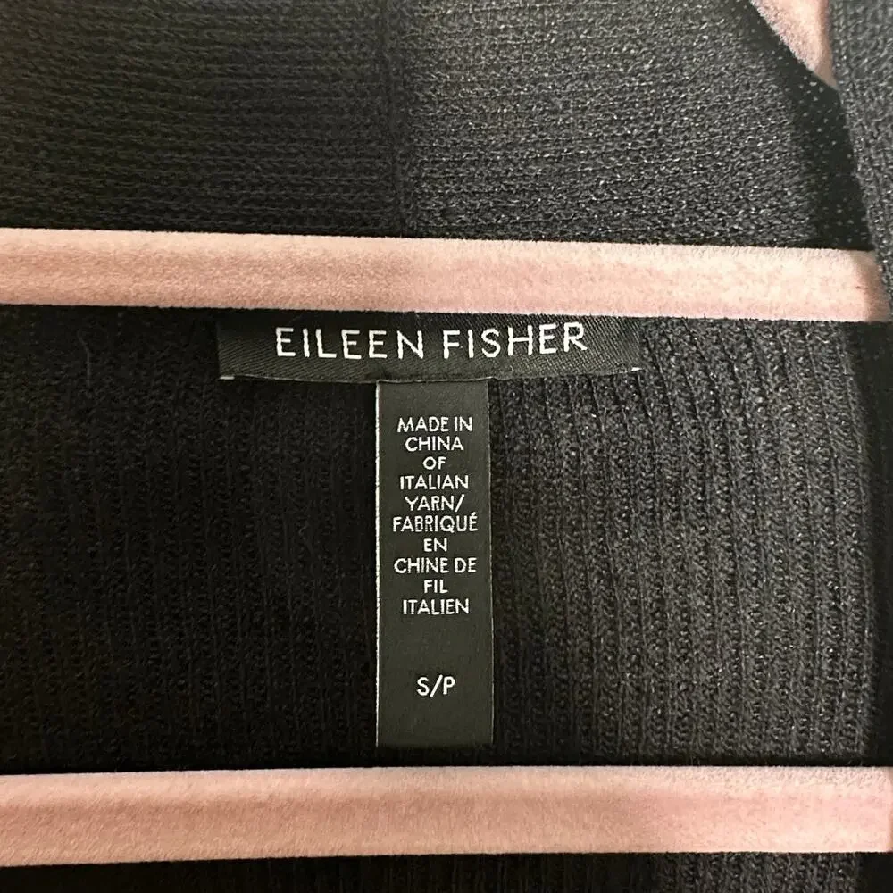EILEEN FISHER Linen Crepe Stretch Cardigan Black {3B52}